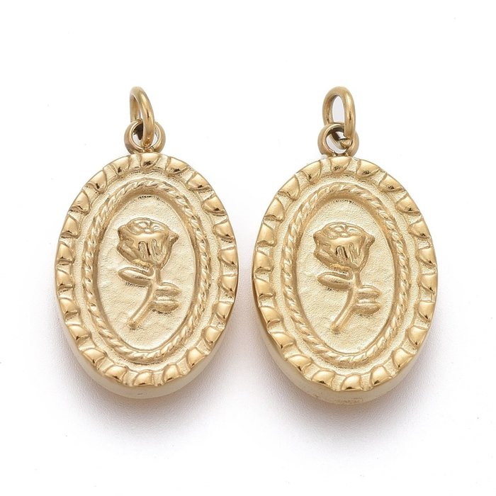 Stainless Steel Bedel Roos Gold Plated 13.5x8.5mm