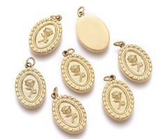 Stainless Steel Charm Rose Gold Plated 13.5x8.5mm