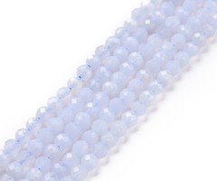 Natural Blue Lace Agate Gemstone Faceted Beads  3.5~4mm, strand 100 pieces