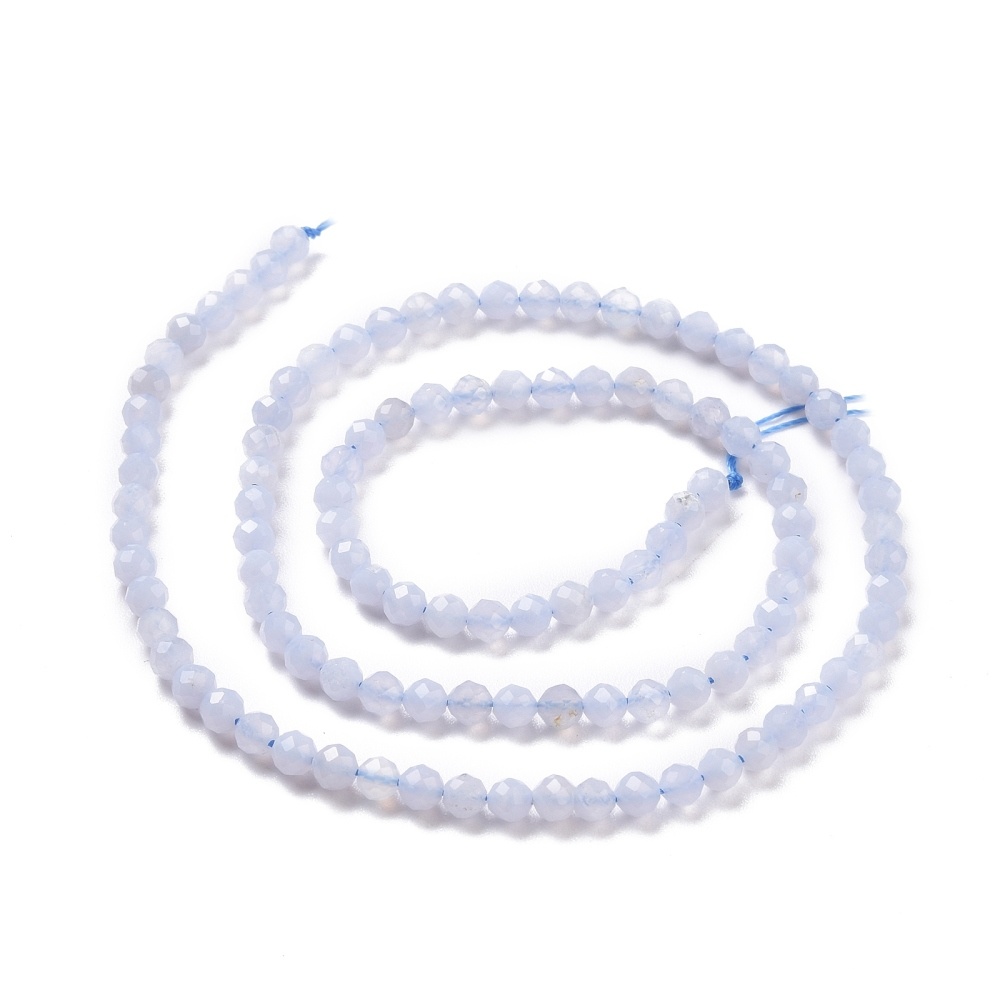 Natural Blue Lace Agate Gemstone Faceted Beads  3.5~4mm, strand 100 pieces