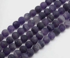 Natural Frosted Amethyst Gemstone Beads 8mm, strand 40 pieces