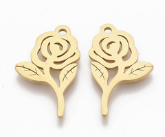 Stainless Steel Charm Rose Gold Plated 19x12mm