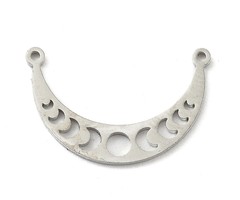 Stainless Steel Connector Moon Phases Silver 14x21.5mm