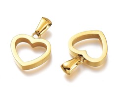 Stainless Steel Charm Hart Gold Plated 16x15mm