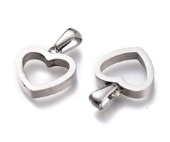 Stainless Steel Charm Hart Silver 16x15mm
