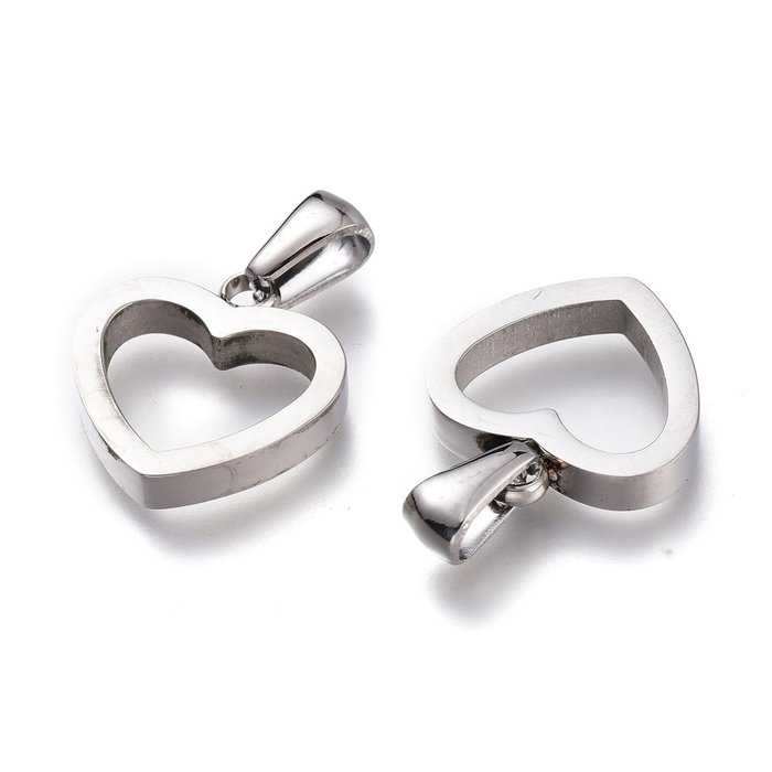 Stainless Steel Charm Hart Silver 16x15mm