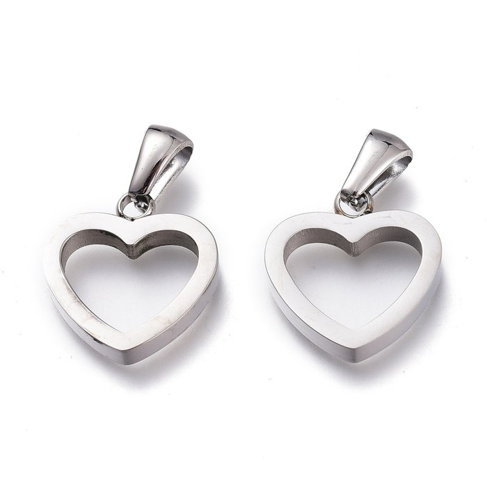 Stainless Steel Charm Hart Silver 16x15mm