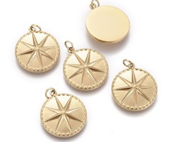 Stainless Steel Bedel met Ster Gold Plated 17.5x15mm