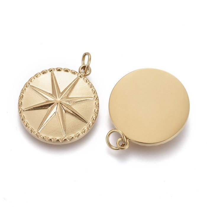 Stainless Steel Charm with Star Gold Plated 17.5x15mm