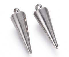 Stainless Steel  Charm Pendulum Spike Silver 18x5mm
