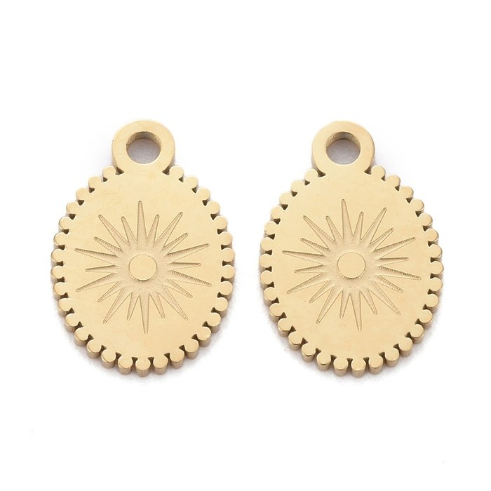 Stainless Steel Bedel met Zon Gold Plated 12.5x8.5mm