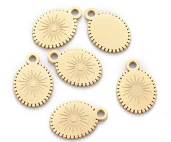 Stainless Steel Charm with Sun Gold Plated 12.5x8.5mm