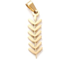 Stainless Steel Charm Feather Gold Plated 25.5x7mm