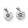 Stainless Steel Charm Dog Paw Silver with Rhinestone 13.5x14mm