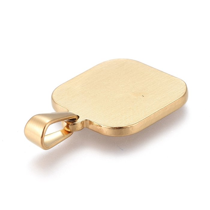 Stainless Steel Bedel Vierkant met Roos Gold Plated 20.5x17.5mm