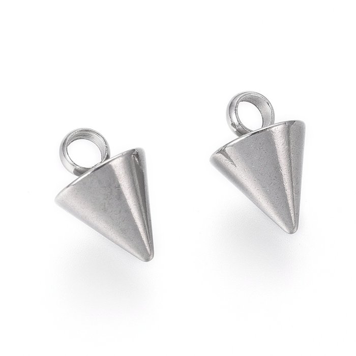 Stainless Steel  Charm Pendulum Spike Silver 8.5x6mm