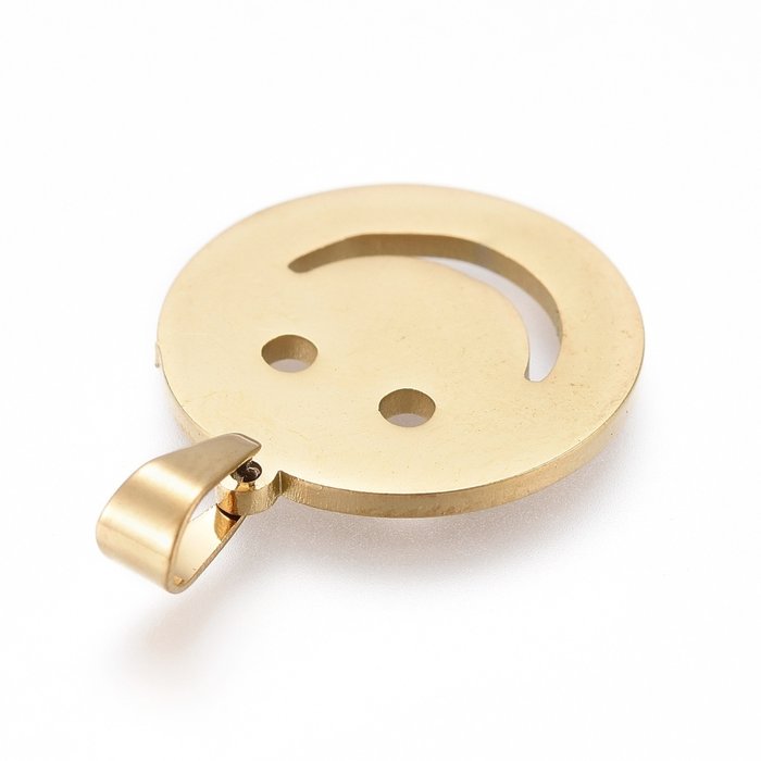 5323 Stainless Steel Charm Smiley Gold Plated 18x17mm