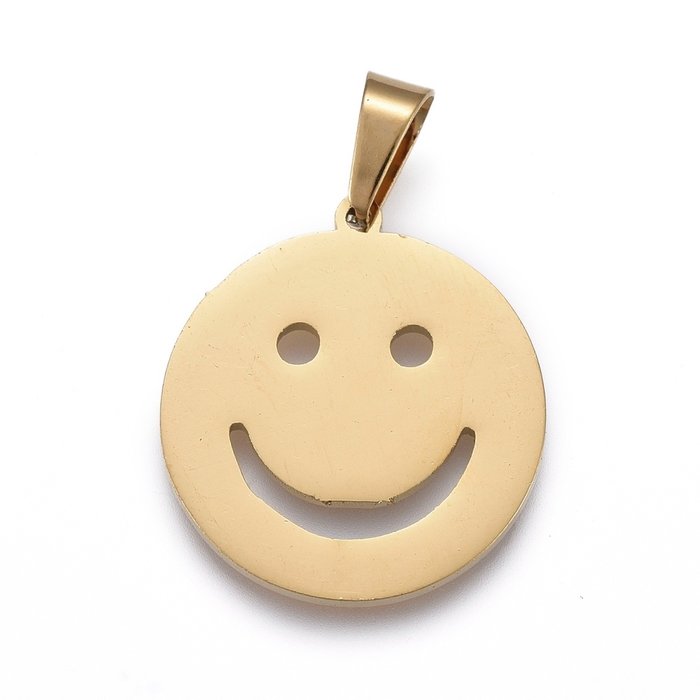 5323 Stainless Steel Charm Smiley Gold Plated 18x17mm