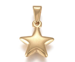 Stainless Steel Charm Star Gold Plated 18x14.8mm