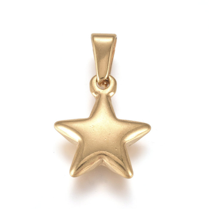 Stainless Steel Charm Star Gold Plated 18x14.8mm