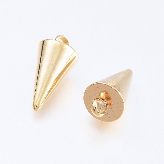 Stainless Steel  Charm Pendulum Spike Gold Plated 14.5x7mm