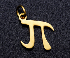Stainless Steel Charm Pi Gold Plated 12.5x12mm