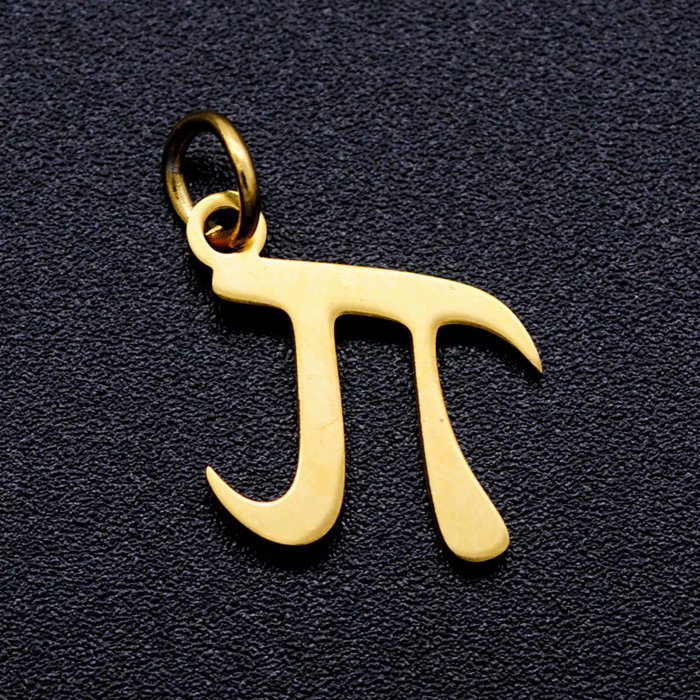 Stainless Steel Charm Pi Gold Plated 12.5x12mm