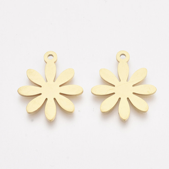 Stainless Steel Flower Charm 19x16mm Gold Plated