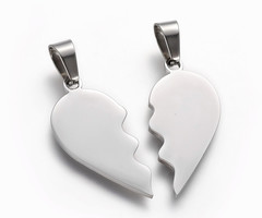 Stainless Steel Friendship Charm Heart Silver 26x25.5mm