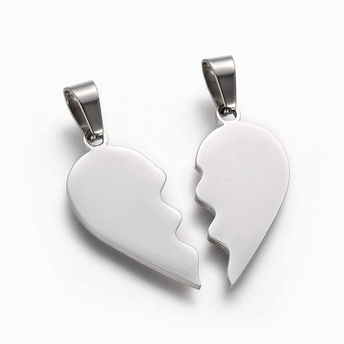 Stainless Steel Vriendschap Friends Bedel Hart Zilver 26x25.5mm