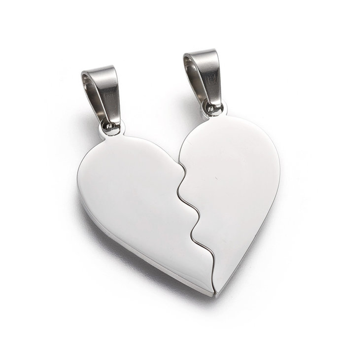 Stainless Steel Vriendschap Friends Bedel Hart Zilver 26x25.5mm