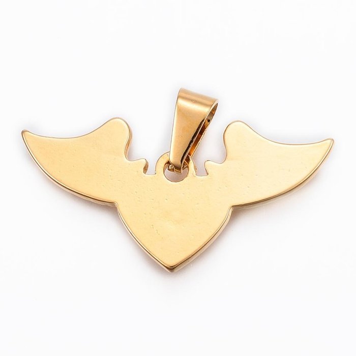 5315 Stainless Steel Charm Heart with Wings Gold Plated 20x40mm