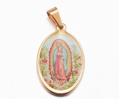 Stainless Steel Charm Mary Gold Plated 27x17mm