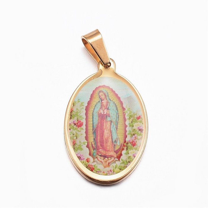 Stainless Steel Charm Mary Gold Plated 27x17mm