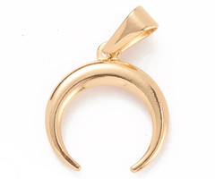 Stainless Steel Charm Crescent Moon Gold Plated 19x18mm