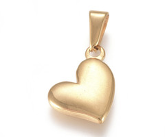 Stainless Steel Charm Heart Gold Plated 18x13mm