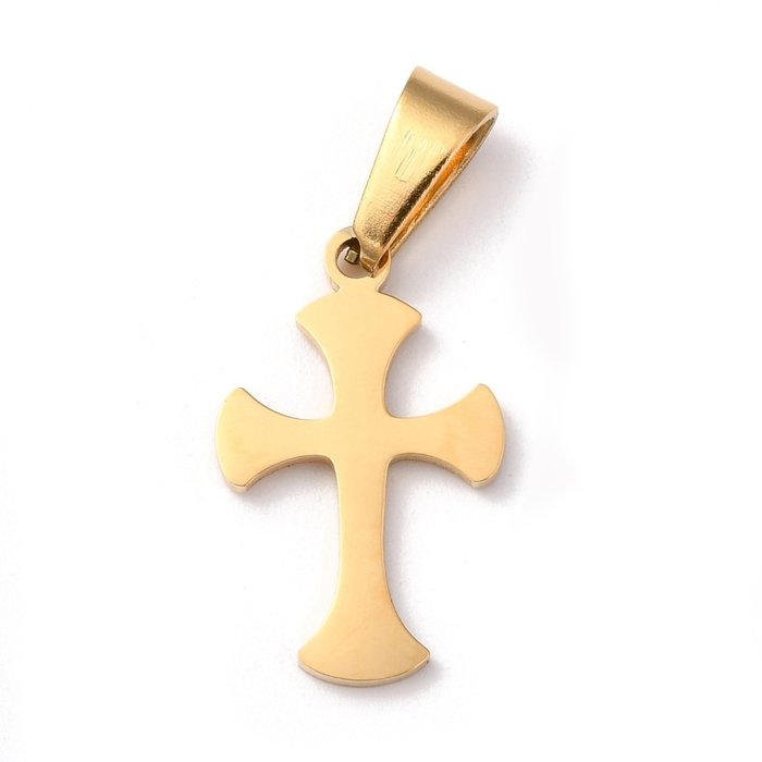Stainless Steel Charm Cross Gold Plated 19x12mm