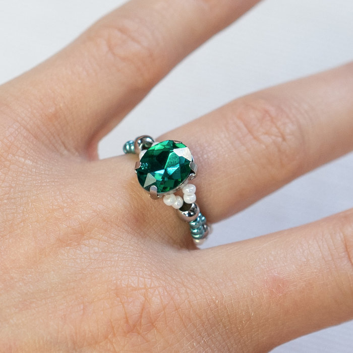 Ring Maken met Glas Tussenzetsel en Miyuki Rocailles Inspi475