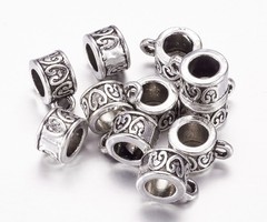 10 stuks Tibetaanse Kraal met Oog 8.5x6mm Antiek Zilver Nikkelvrij