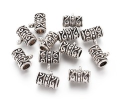 10 stuks Tibetaanse Kraal met Oog 13x12x8mm Antiek Zilver Nikkelvrij