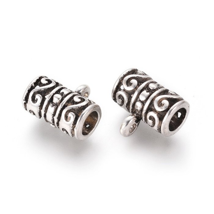 10 pieces Tibetan Bail Beads 13x12x8mm Antique Silver Nickel