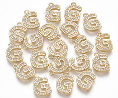 Initial Bedel met Zirkonia Steentjes 10x9mm Letter G
