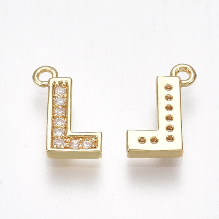 Initial Charm with Cubic Zirconia 10x9mm Letter L