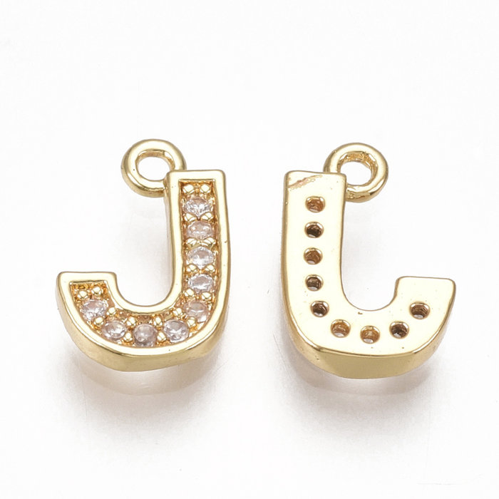 Initial Charm with Cubic Zirconia 10x8.5mm Letter J