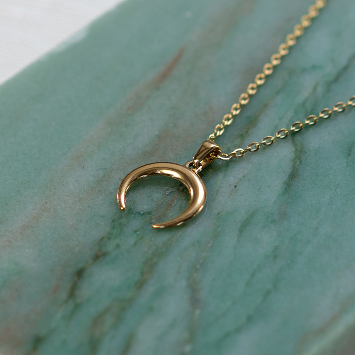 5338 Stainless Steel Charm Crescent Moon Gold Plated 19x18mm