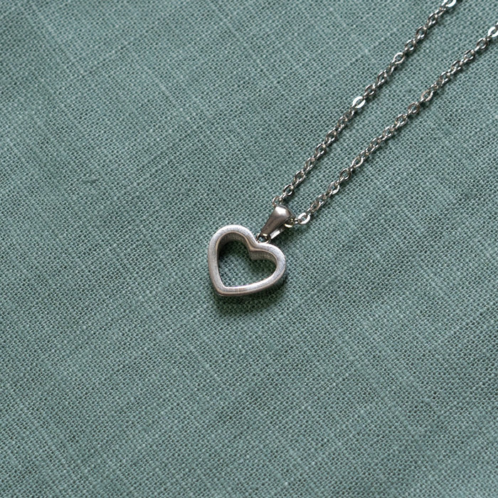 Stainless Steel Charm Hart Silver 16x15mm