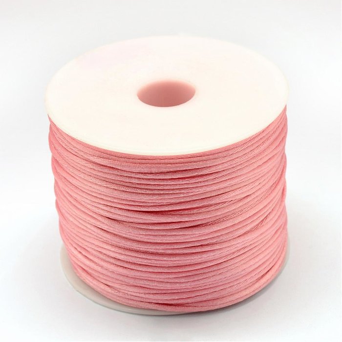 Satijnkoord 1mm Roze, 5 meter