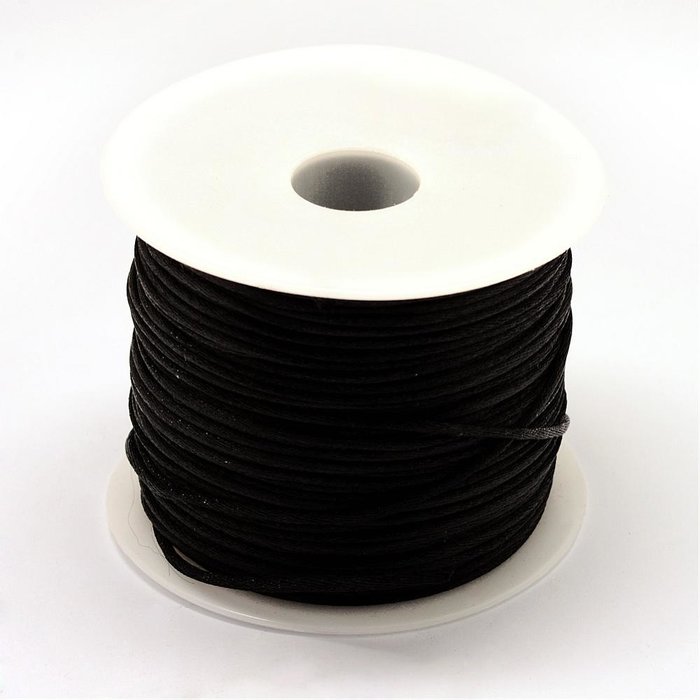 Satijnkoord 1mm Zwart, 5 meter