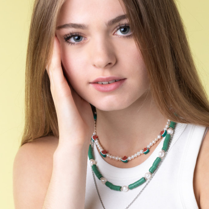 Necklace with Polymer Beads, Katsuki and Watermelons Inspi462