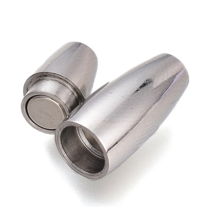 2 stuks Stainless Steel Magneetsluiting Zilver 15x7mm voor 4mm Koord